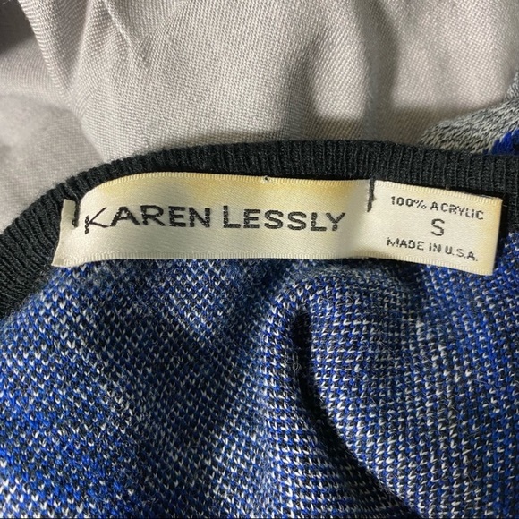 Karen Lessly Size Small Sweater Sleeveless Crew Neck Knitted Abstract Print - Picture 2 of 6